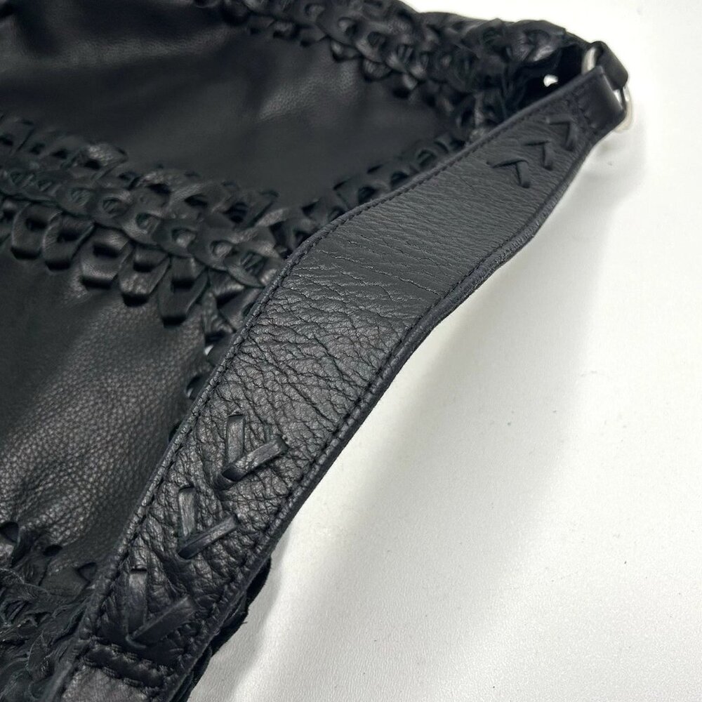 RARE*Lucky Brand*Pebbled Leather*Chain link Design*Black Hobo*Shoulder/Handbag - Picture 7 of 10